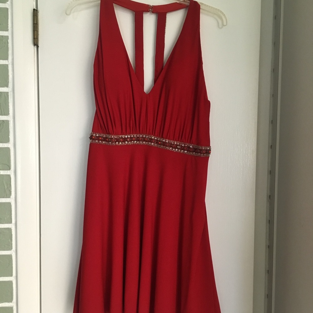 Red jersey short dress
